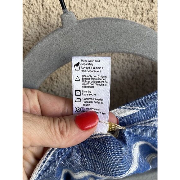 L Space Cropped Blouse - Size M - Blue/White - Picture 7 of 7